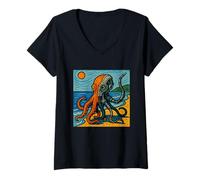 Womens Symbiosis of Machine and Nature V-Neck T-Shirt