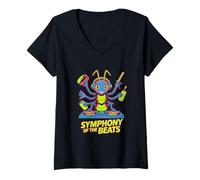 Womens Symphony Of The Beats Animal DJ Fun V-Neck T-Shirt