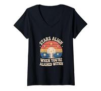 Womens Synchronicity Stars are Align When You're Aligned Astronomy V-Neck T-Shirt