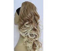 Women's Synthetic Claw Clip In Long Curly Wavy Ponytail Bun Hairpiece Extension, 22 inches, Weight 220g, Jaw Clip In Instant Ponytail Hairdo Updo For Women (Dark Mix Blonde #27T613)