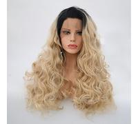 Women's Synthetic Lace Front Wig Long Body Wave Black/Strawberry Blonde Natural Wigs Costume Wig