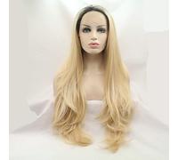 Women's Synthetic Lace Front Wig Long Straight Light Blonde Natural Hairline Dark Roots Natural Wigs Costume Wig