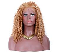 Women's Synthetic Lace Front Wig Medium Kinky Curly Golden Brown Middle Part Sew in 100% kanekalon hair With Baby Hair Natural Wigs