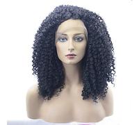 Women's Synthetic Lace Front Wig Medium Kinky Curly Natural Black Natural Wigs Costume Wig