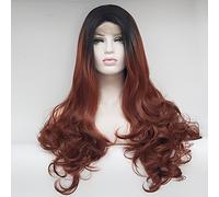 Women's Synthetic Lace Front Wig Medium Long Body Wave Black/Auburn Natural Wigs Costume Wig