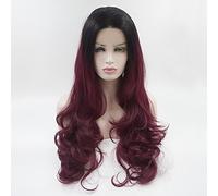 Women's Synthetic Lace Front Wig Medium Long Body Wave Black/Burgundy Natural Wigs Costume Wig