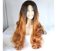 Women's Synthetic Lace Front Wig Medium Long Wavy Black/Dark Auburn Ombre Hair Natural Wigs Costume Wig