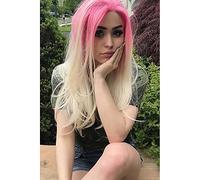Women's Synthetic Lace Front Wig Medium Straight Pink Ombre Hair Natural Wigs Costume Wig