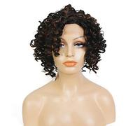 Women's Synthetic Lace Front Wig Short Dark Brown/Medium Auburn Highlighted/Balayage Hair African American Wig Natural Wigs Celebrity Wig