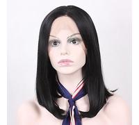 Women's Synthetic Lace Front Wig Straight Dark Black Natural Hairline African American Wig With Bangs Natural Wigs Costume Wig