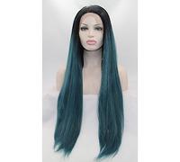 Women's Synthetic Lace Front Wig Straight Green Natural Wigs Costume Wig