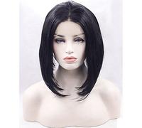 Women's Synthetic Lace Front Wig Straight Natural Black Middle Part Bob Natural Hairline Bob Haircut Natural Wigs Costume Wig