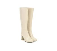 Women's Synthetic Leather Over-The-Knee Boots - High Heel with Side Zipper, Elegant & Comfortable Winter Riding Boots(Beige,9 UK)