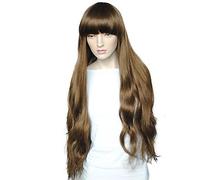 Women's Synthetic Wig Deep Wave Brown With Bangs Natural Wigs Costume Wig