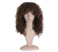 Women's Synthetic Wig Long Curly Brown African American Wig Natural Wigs Costume Wig
