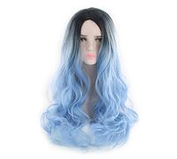 Women's Synthetic Wig Long Natural Wave Body Wave Black/Blue Black/Rose Red Grey Natural Hairline Natural Wigs Party Wig Celebrity Wig