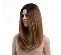 Women's Synthetic Wig Long Natural Wave Dark Brown/Medium Auburn Ombre Hair Dark Roots Middle Part Pixie Cut Natural Wigs Costume