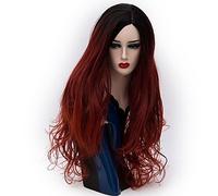 Women's Synthetic Wig Long Natural Wave Dark Red Ombre Hair Natural Wigs Party Wig Halloween Wig Carnival Wig Costume Wig