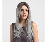 Women's Synthetic Wig Long Straight Natural Wave Black/Grey Ombre Hair Dark Roots Natural Wigs Costume Wig