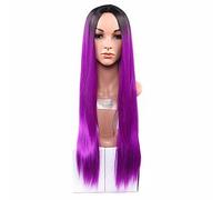 Women's Synthetic Wig Long Straight Purple Ombre Hair Natural Wigs Costume Wig