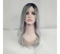 Women's Synthetic Wig Long Wavy Black/Grey Ombre Hair Dark Roots Natural Wigs Costume Wig