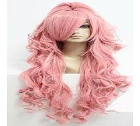 Women's Synthetic Wig Long Wavy Pink Middle Part Layered Haircut With Bangs With Ponytail Carnival Wig Costume Wig Halloween Wig