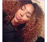 Women's Synthetic Wig Medium Curly Black/Medium Auburn Ombre Hair Dark Roots Natural Hairline African American Wig Natural Wigs Costume