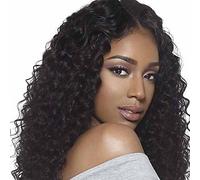 Women's Synthetic Wig Medium Curly Black Middle Part African American Wig Natural Hairline Carnival Wig Natural Wigs Halloween Wig