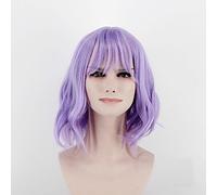 Women's Synthetic Wig Medium Curly Bright Purple Middle Part Natural Wigs Costume Wig