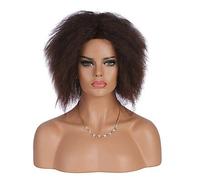 Women's Synthetic Wig Medium kinky straight Medium Brown African American Wig Natural Wigs Costume Wig