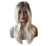 Women's Synthetic Wig Medium Long kinky straight Creamy-white Ombre Hair With Bangs Natural Wigs Party Wig Costume Wig