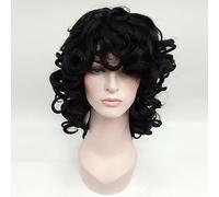 Women's Synthetic Wig Medium Wavy Black African American Wig With Bangs Natural Wigs Costume Wig