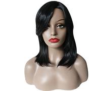 Women's Synthetic Wig Medium Wavy Black Side Part African American Wig With Bangs Cosplay Wig Lolita Wig Party Wig Celebrity Wig Costume