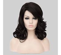 Women's Synthetic Wig Medium Wavy Black With Bangs Black Wig Halloween Wig Carnival Wig Costume Wig