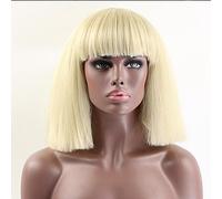 Women's Synthetic Wig Medium Wavy Blonde African American Wig With Bangs Natural Wigs Party Wig Costume Wig