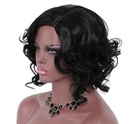 Women's Synthetic Wig Medium Wavy Natural Black Middle Part Bob Side Part Bob Haircut With Bangs Natural Wigs Costume Wig