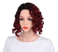 Women's Synthetic Wig Short Body Wave Black/Red Dark Roots Layered Haircut Natural Wigs Costume Wig