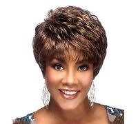 Women's Synthetic Wig Short Curly Brown Pixie Cut With Bangs Halloween Wig Carnival Wig Costume Wig