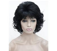 Women's Synthetic Wig Short Curly Dark Black 100% kanekalon hair With Bangs Natural Wigs Costume Wig