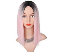 Women's Synthetic Wig Short kinky straight Pink Ombre Hair Bob Haircut Party Wig Costume Wig