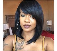 Women's Synthetic Wig Short Straight Natural Black Bob Haircut Cosplay Wig Costume Wig
