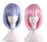 Women's Synthetic Wig Straight Pink Blue Bob Haircut Cosplay Wig Costume Wig