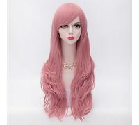 Women's Synthetic Wig Very Long Curly Pink Side Part Layered Haircut With Bangs Halloween Wig Carnival Wig Costume Wig