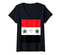 Womens Syria Flag Syrian Heart Proud Heritage National Identity V-Neck T-Shirt