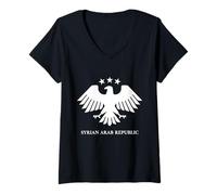 Womens Syria Freedom Eagle Arab National Visual Identity White V-Neck T-Shirt