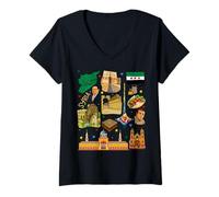 Womens Syria Heritage Collage - Vintage Middle Eastern Culture V-Neck T-Shirt