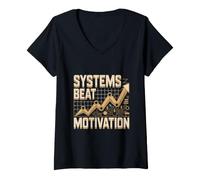 Women's Systems Beat Motivation Success Mindset V-Neck T-Shirt