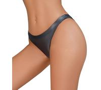 Womens T-Back Oil Glossy Thong Sheer See Through High Cut Briefs Shiny Rave Dance G String Panties Bottoms Grey M