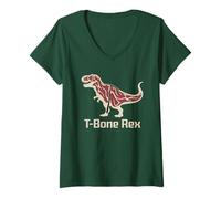 Women's T-Bone Steak Dino Tbone T Bone Meat Beef Dinosaur Foodie V-Neck T-Shirt