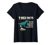 Women's T REX Facts Dinosaur Data Length 40 Feet V-Neck T-Shirt